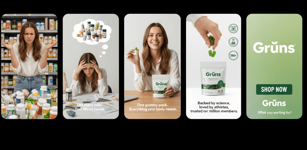 TikTok storyboard generated for Grüns